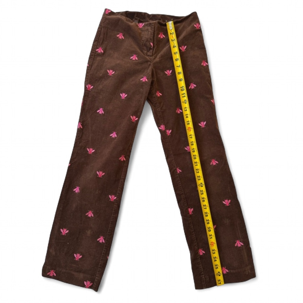 Vintage Lilly Pulitzer Embroidered Pink Bee Brown Corduroy Pants Cottagecore Y2K - Picture 5 of 8